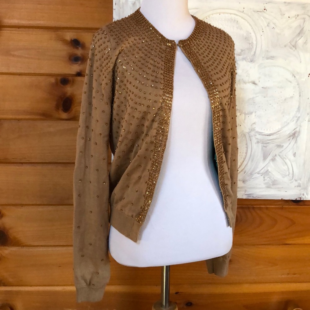 Guess Holiday Gold Sweater w/ Sequins  XS